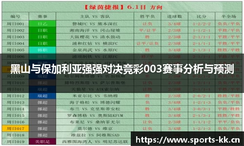 黑山与保加利亚强强对决竞彩003赛事分析与预测